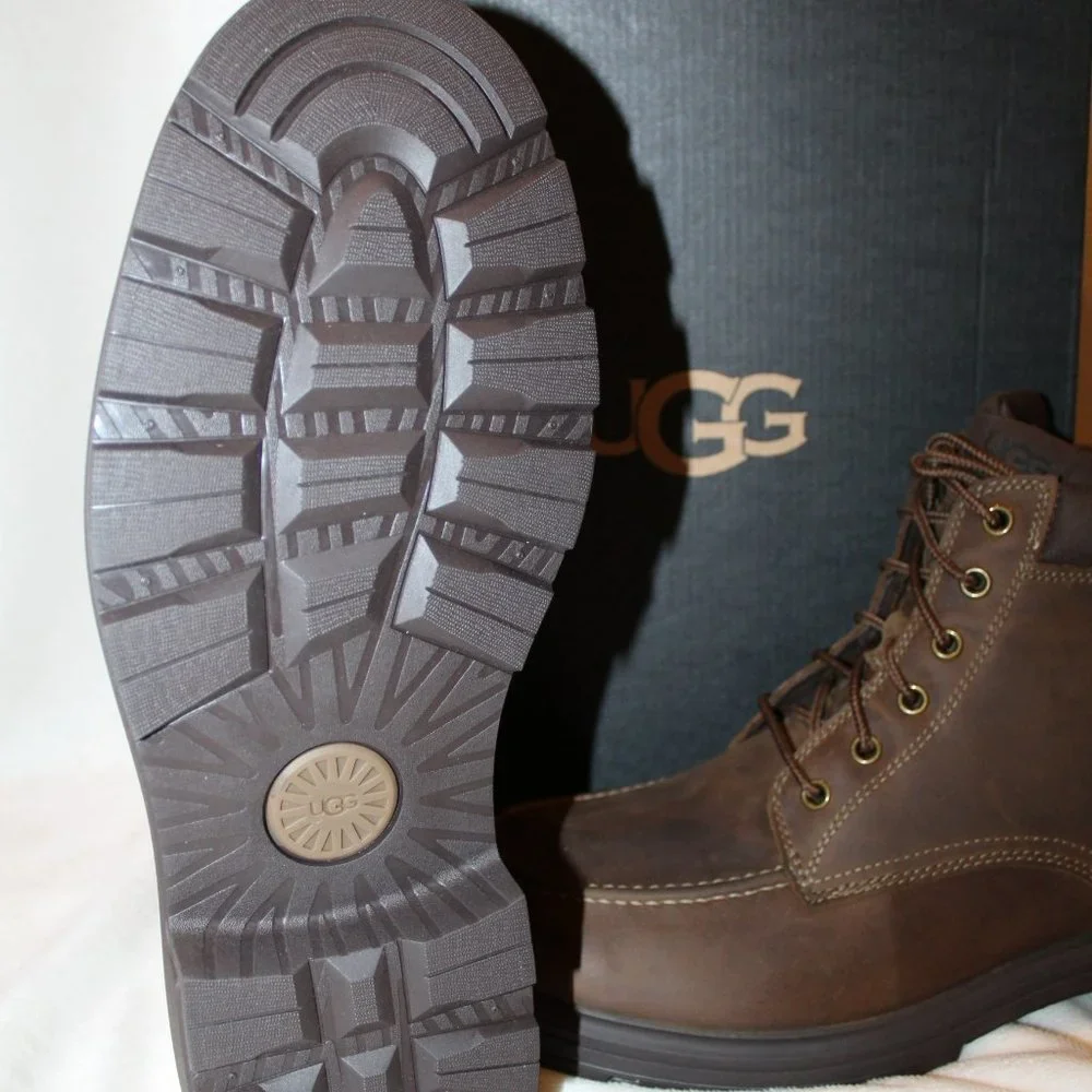NIB UGG MEN'S LEATHER‎ WATERPROOF WORK WINTER BOOTS STOUT BROWNN 11.5
